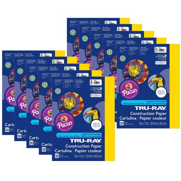 Tru-Ray Construction Paper, Yellow, 9x12in, PK500